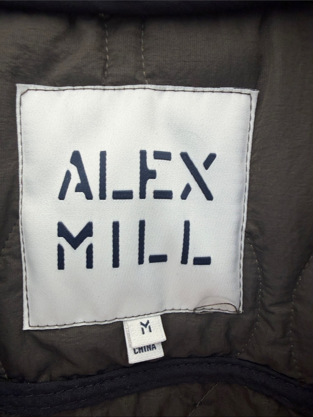 Alex Mill Olive Quilted Jacket with Black Sherpa Collar - Picture 2 of 4